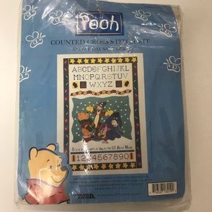Pooh Counted Cross Stitch Kit Snowy Day Sampler